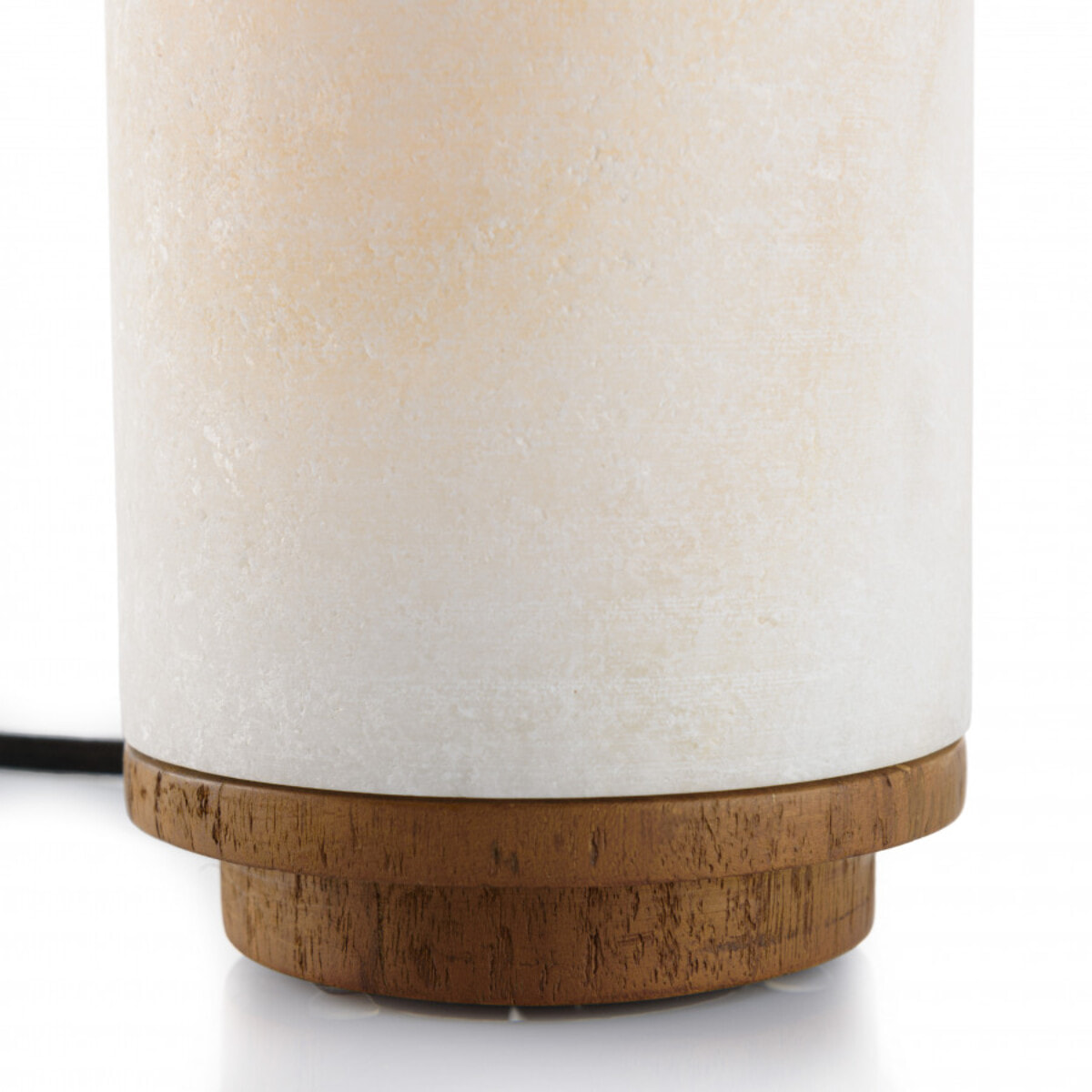 ALIDA - Lampe de table 10x10cm en pierre naturelle d'onyx et teck