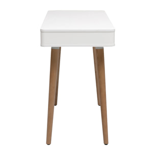 Bureau avec tiroir scandinave blanc et bois clair chêne L115 cm TOTEM