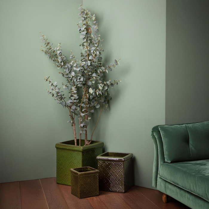 Set 3 vasi cubo - Colore Verde - 36xH40x36cm - Bianchi Dino