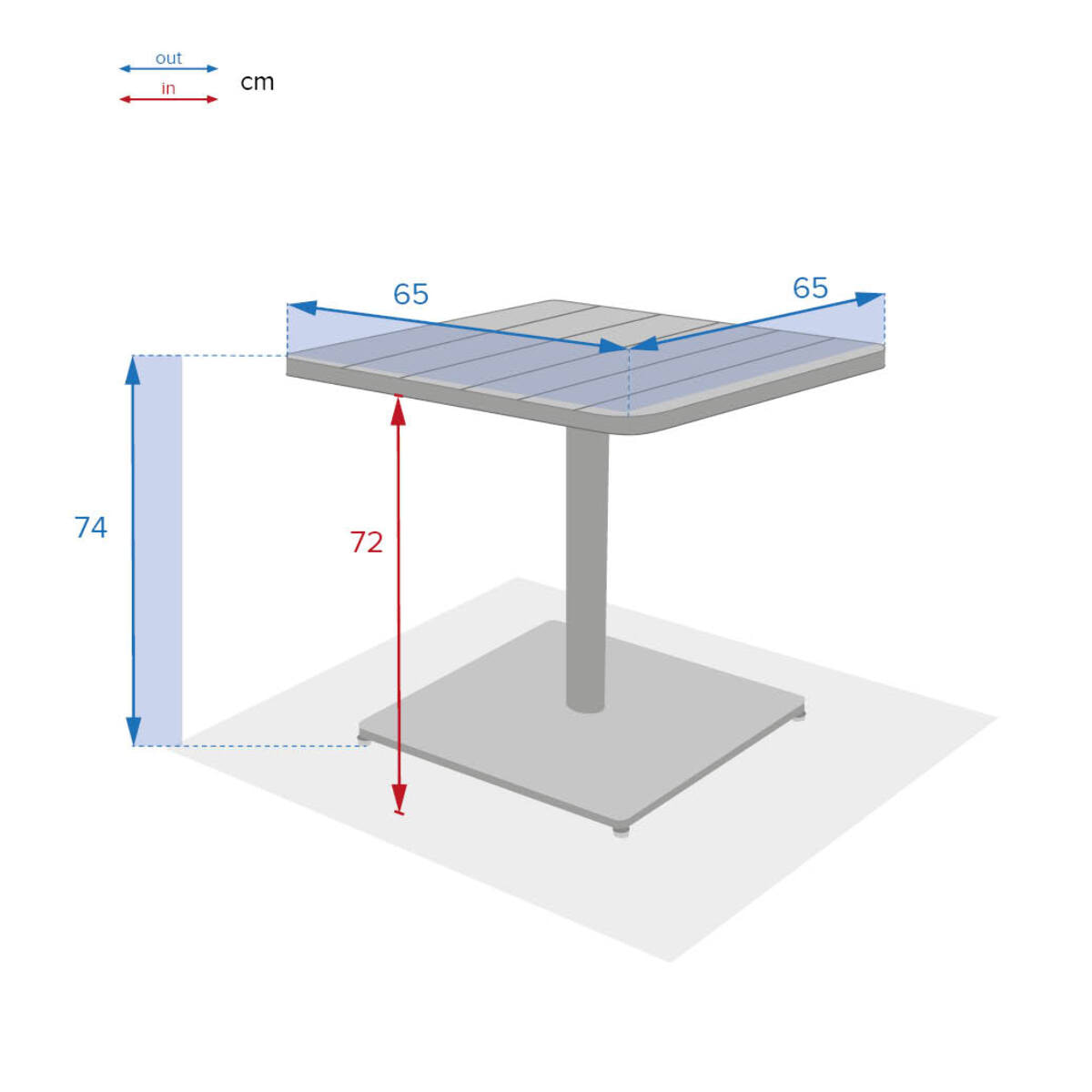 Table de jardin carrée "Phuket" bleu canard 2 places en acier traité époxy