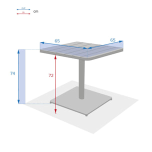 Table de jardin carrée "Phuket" bleu canard 2 places en acier traité époxy