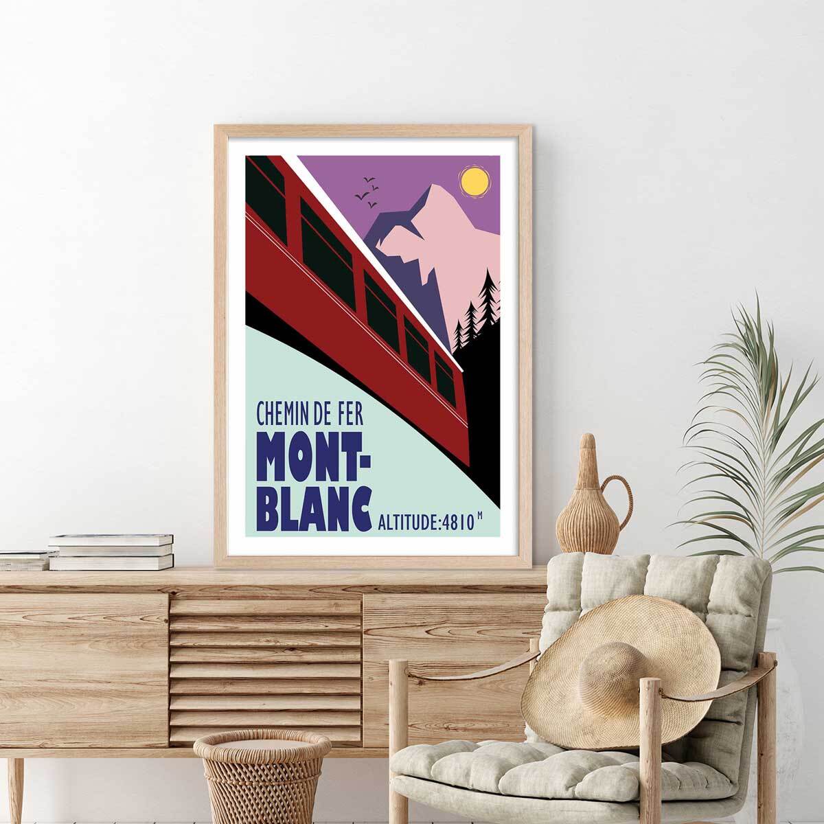 Affiche Terminus chamonix 4810m Affiche + cadre en bois - Chêne