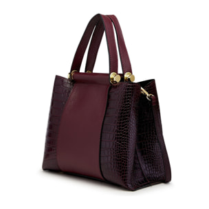 Borse Donna colore Bordeaux-in pelle Made in Italy 25x29x13cm