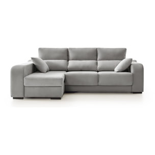 Sofá Chaiselongue Zafiro 3 Plazas Tela Antimanchas Izquierda Color Gris