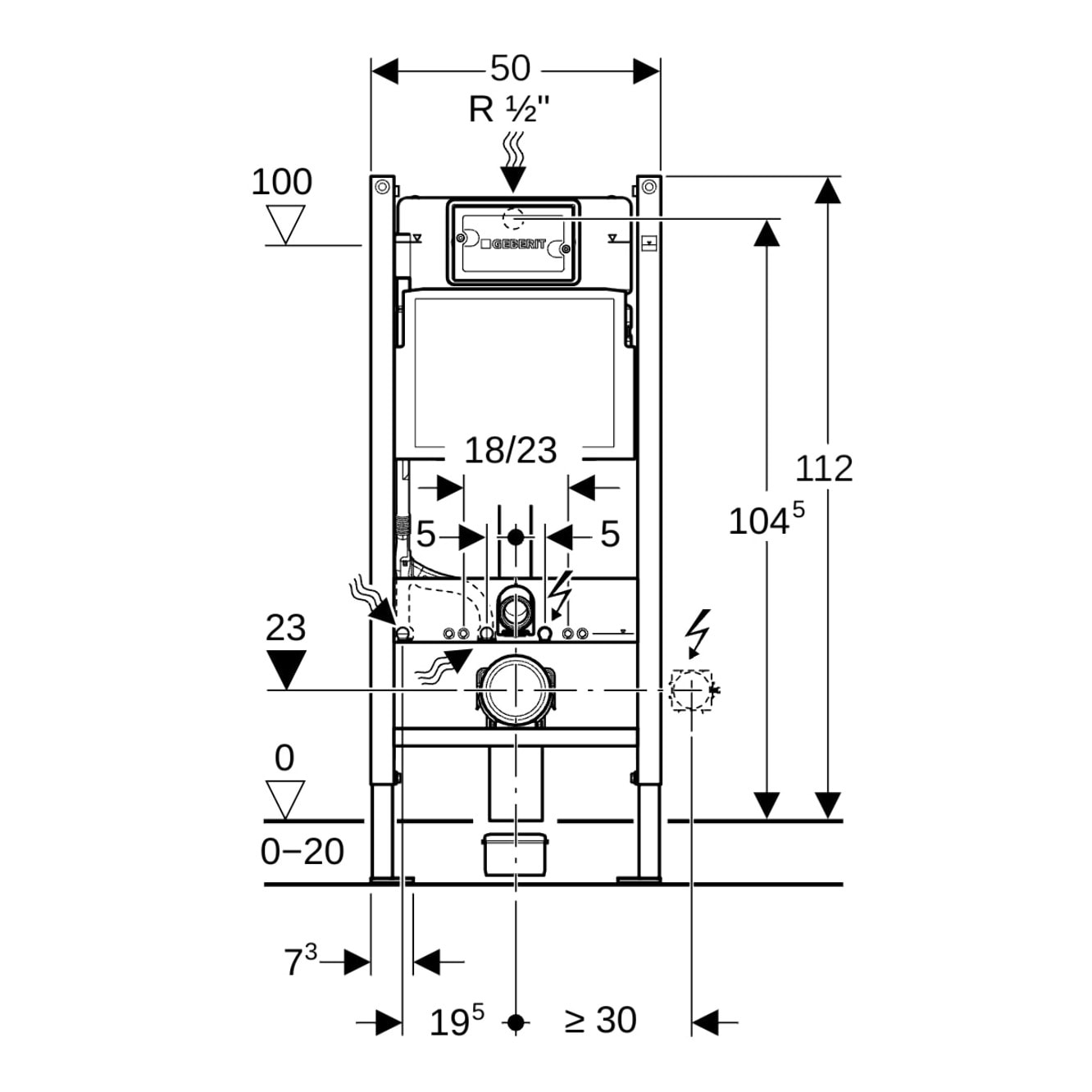 Pack WC Bati-support Geberit Duofix + Cuvette suspendue Grohe Bau Ceramic + Abattant declipsable + Plaque blanche (BauClassicGeb
