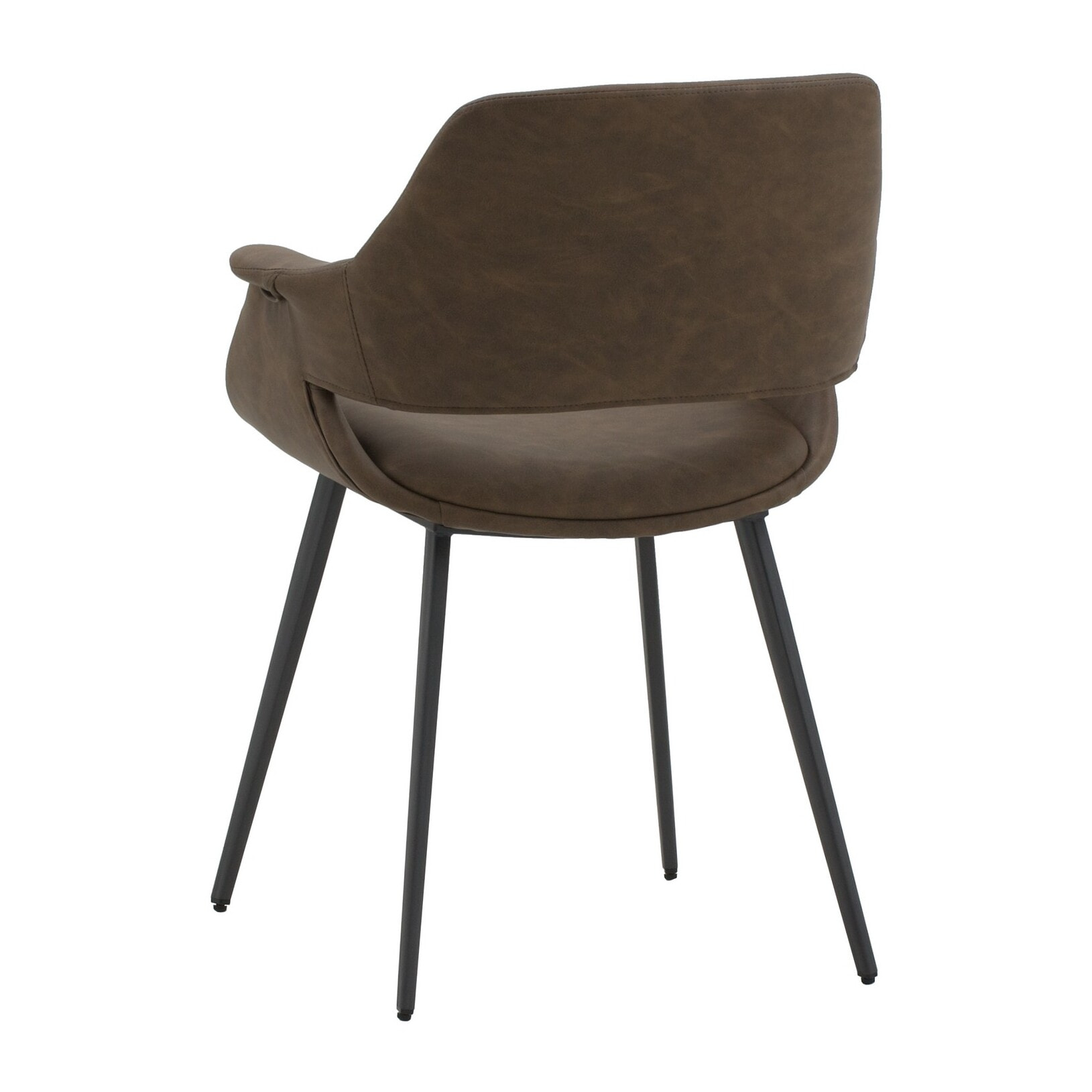 Set di 2 sedie EMBAJADORES in similpelle marrone e gambe in metallo nero, con braccioli