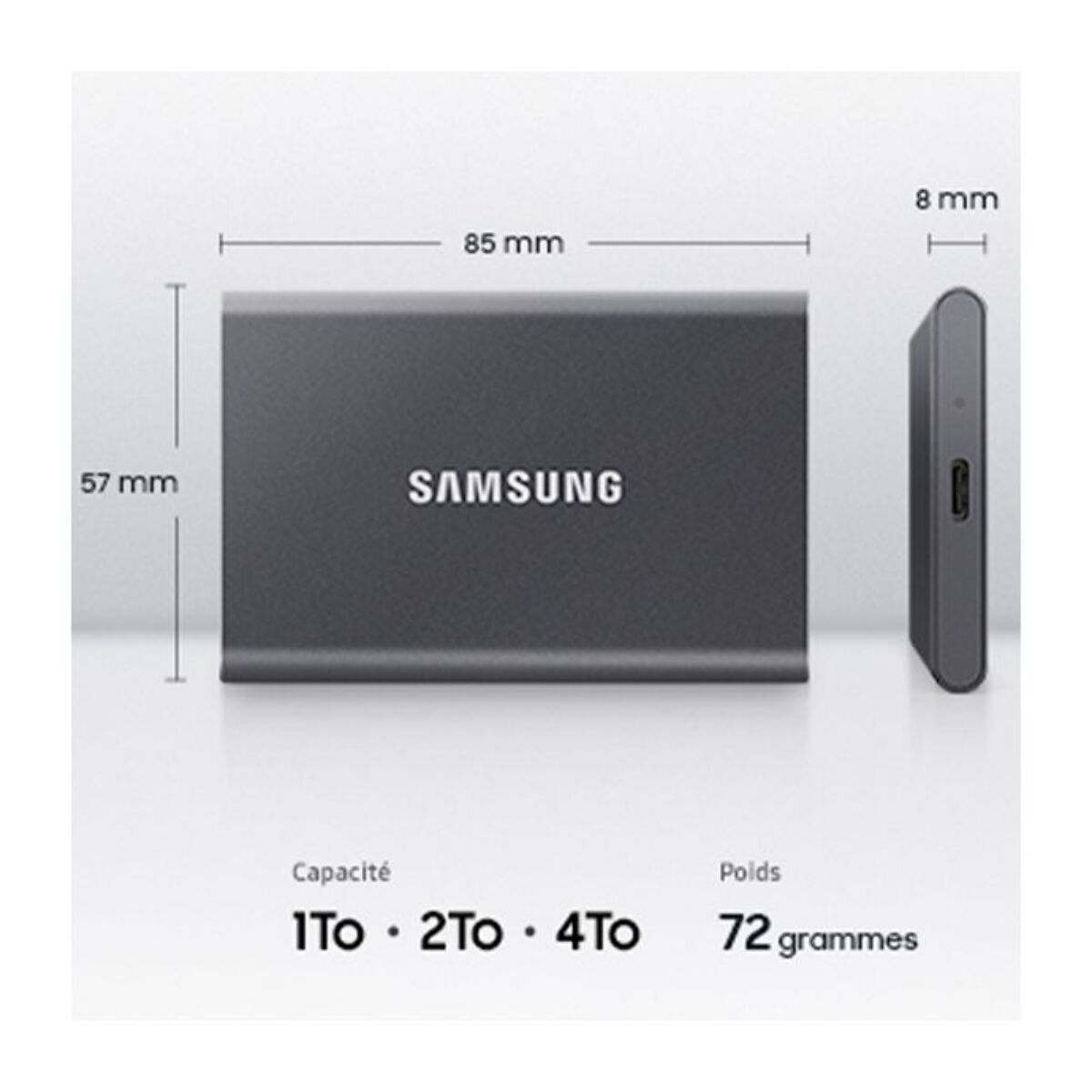 Disque dur SSD externe SAMSUNG 4To T7 gris