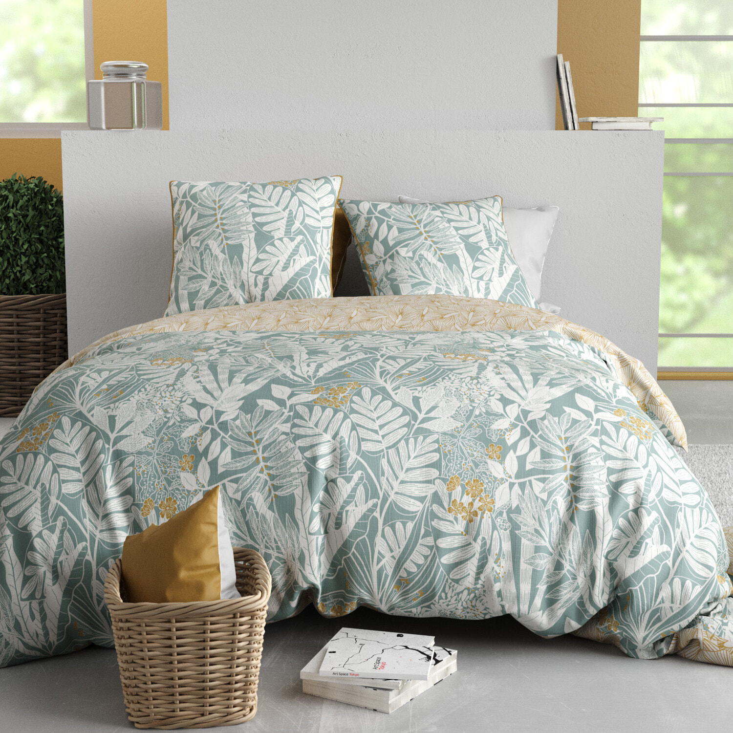 Parure housse de couette 3pcs 100% coton 57 fils feroe