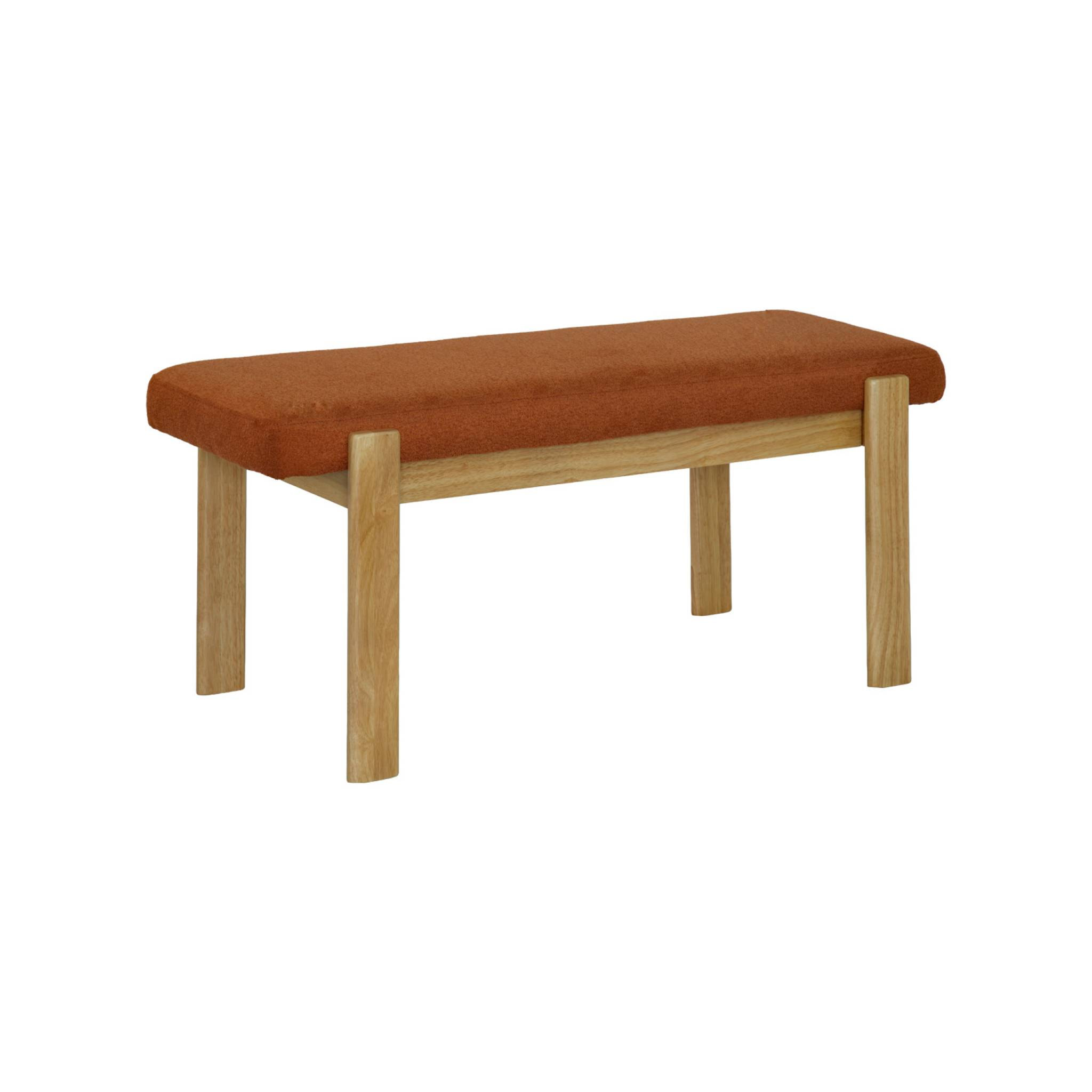 Banc, bout de lit bois d'hévéa teinte naturelle et tissu texturé NOMA