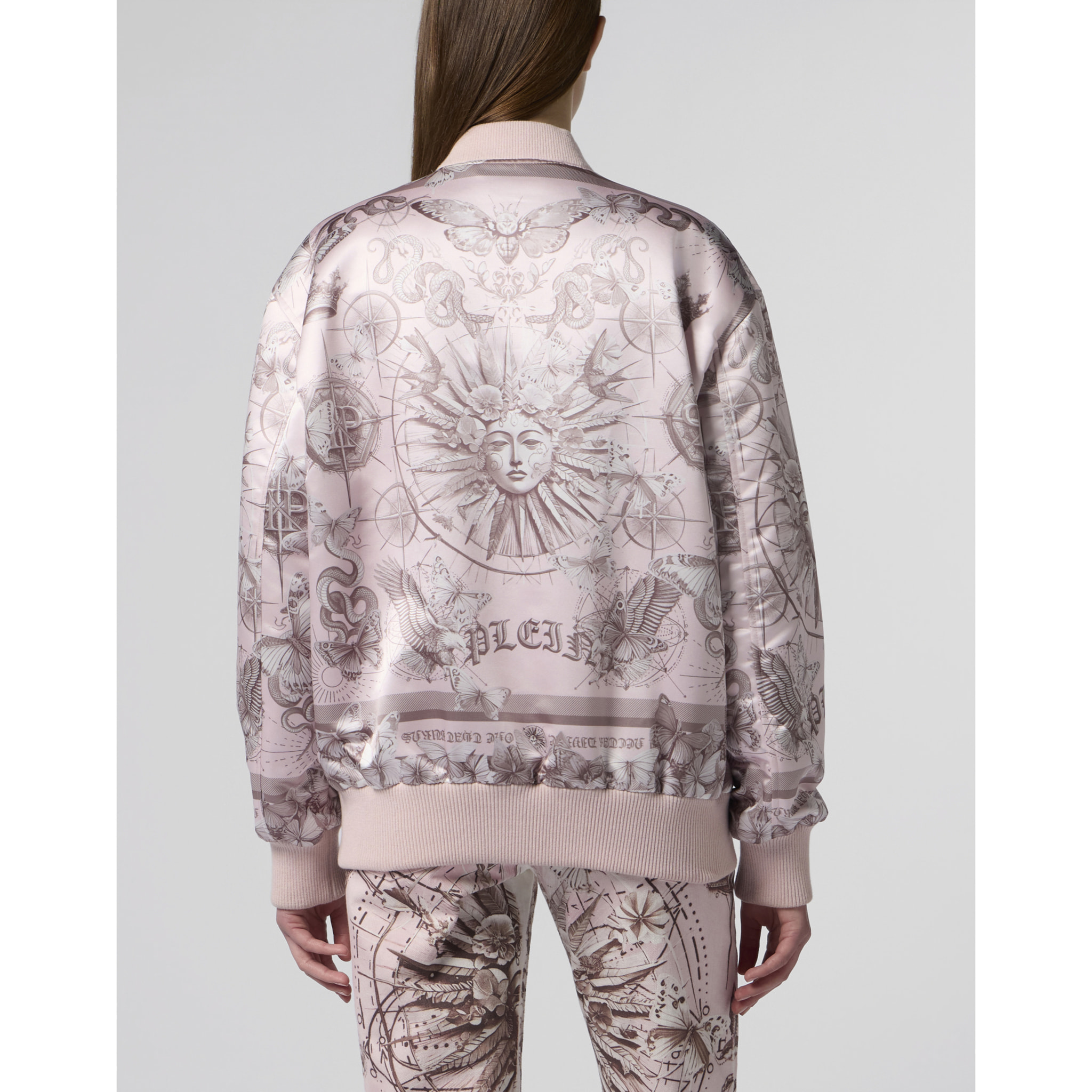 PHILIPP PLEIN Oversized Satin Bomber Butterfly Tattoo