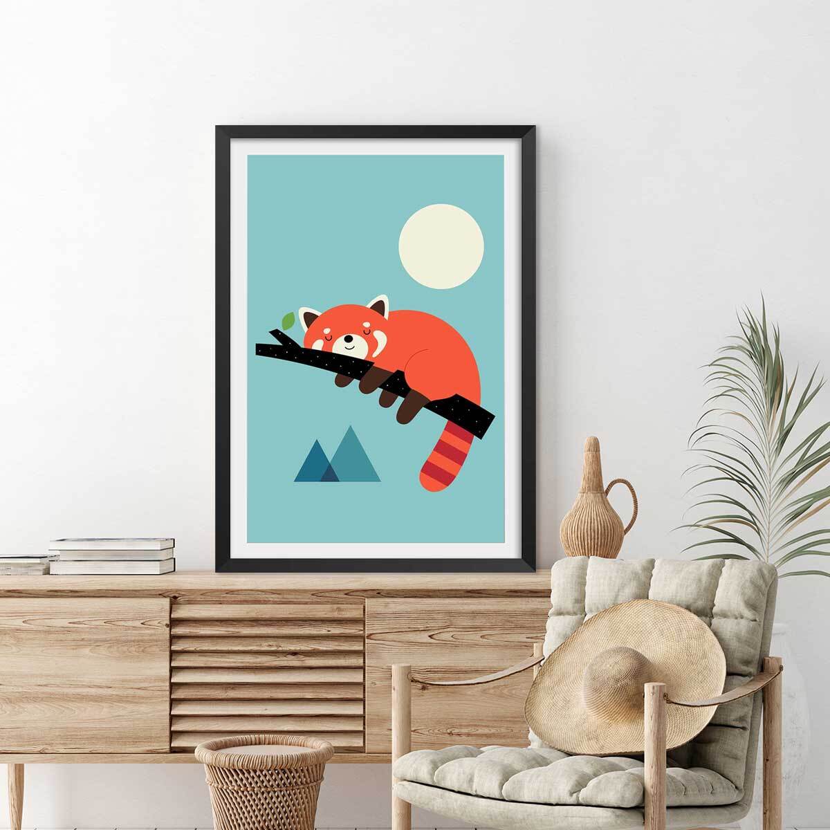 Affiche enfant c'est l'heure de la sieste Affiche sous cadre noir