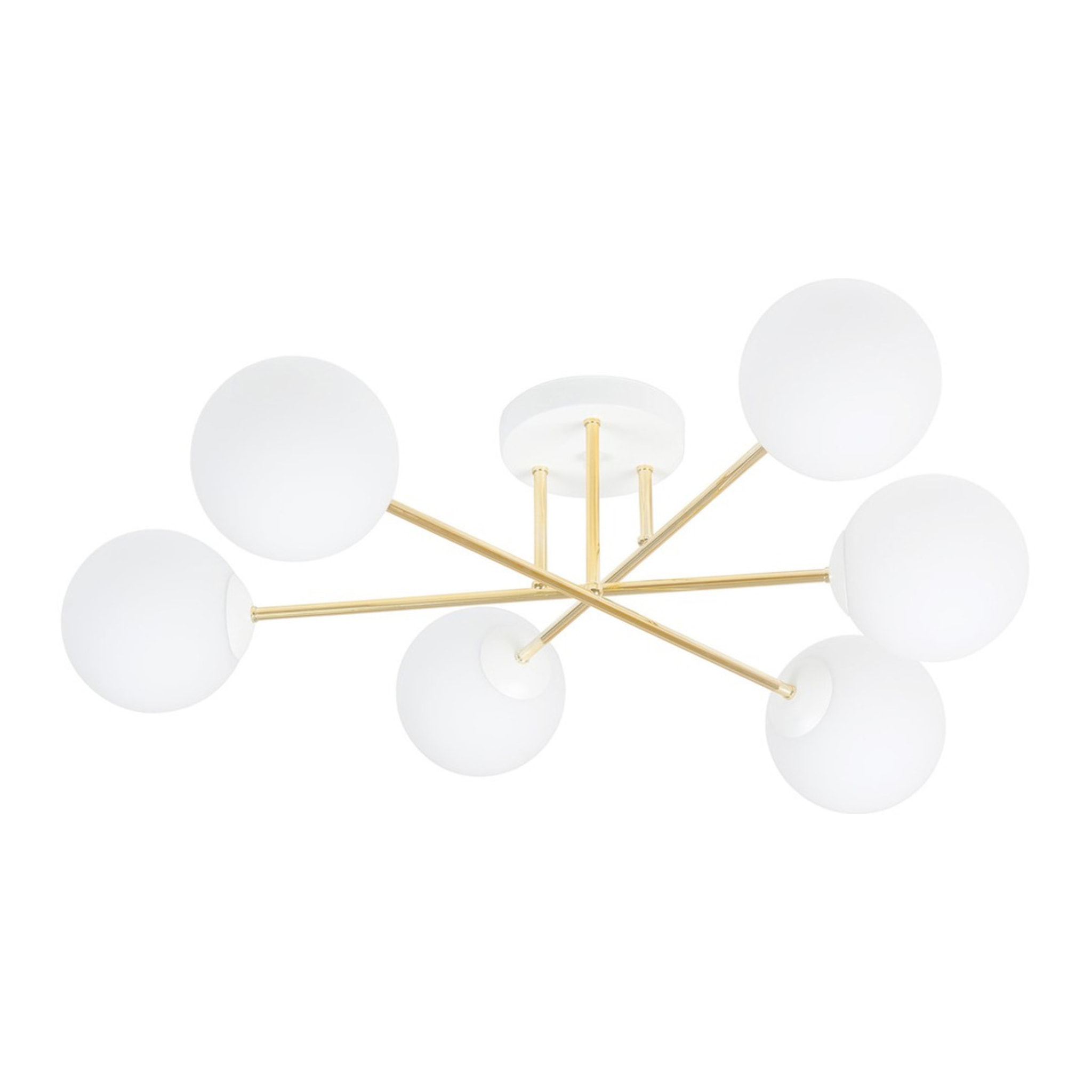 Lampada a sospensione Magnum con struttura oro e sfere in vetro