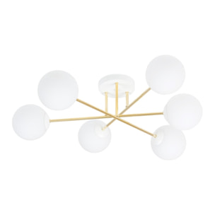 Lampada a sospensione Magnum con struttura oro e sfere in vetro