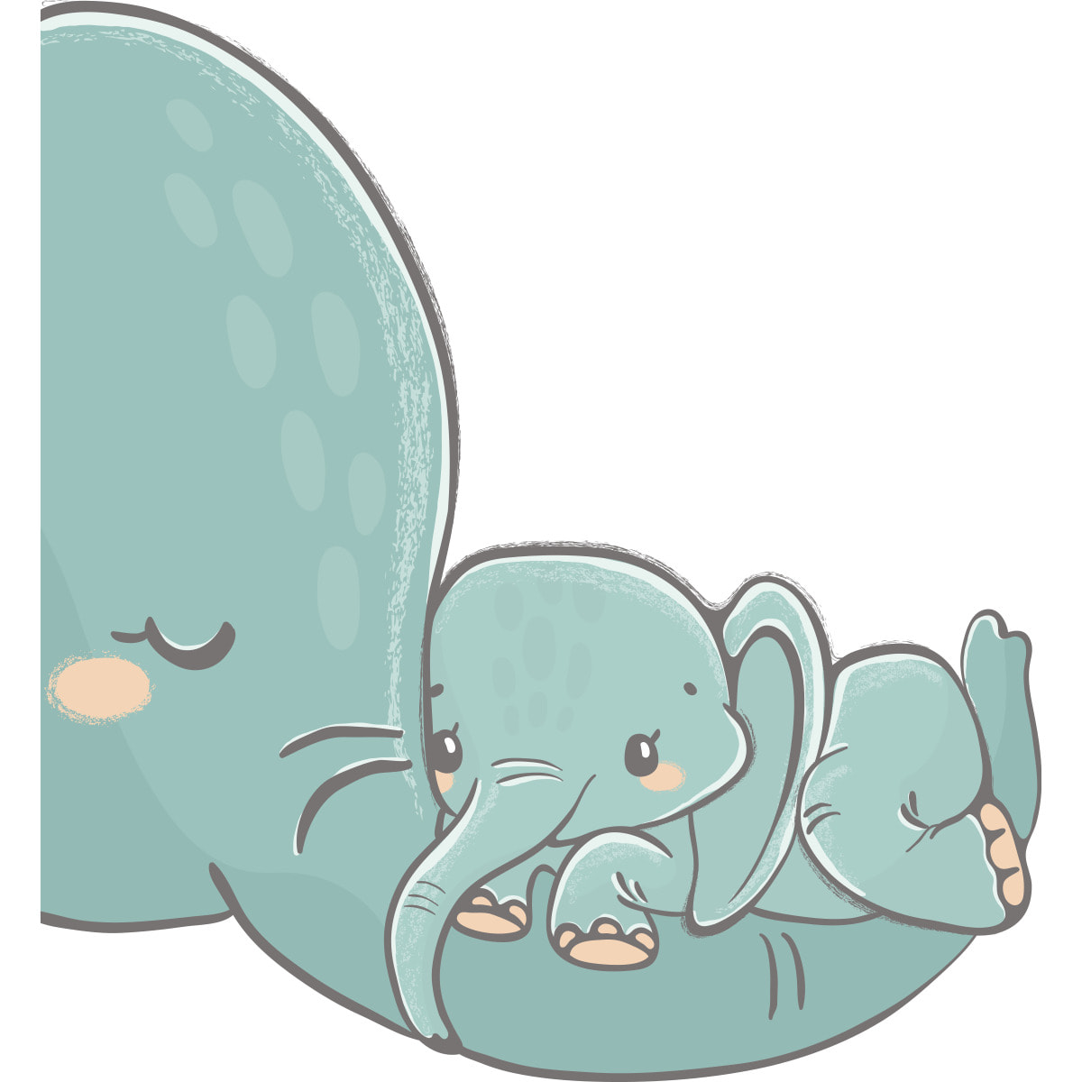Stickers muraux | Sticker Mural Autocollant - ÉLÉPHANT ET SON BÉBÉ - Stickers adhésifs