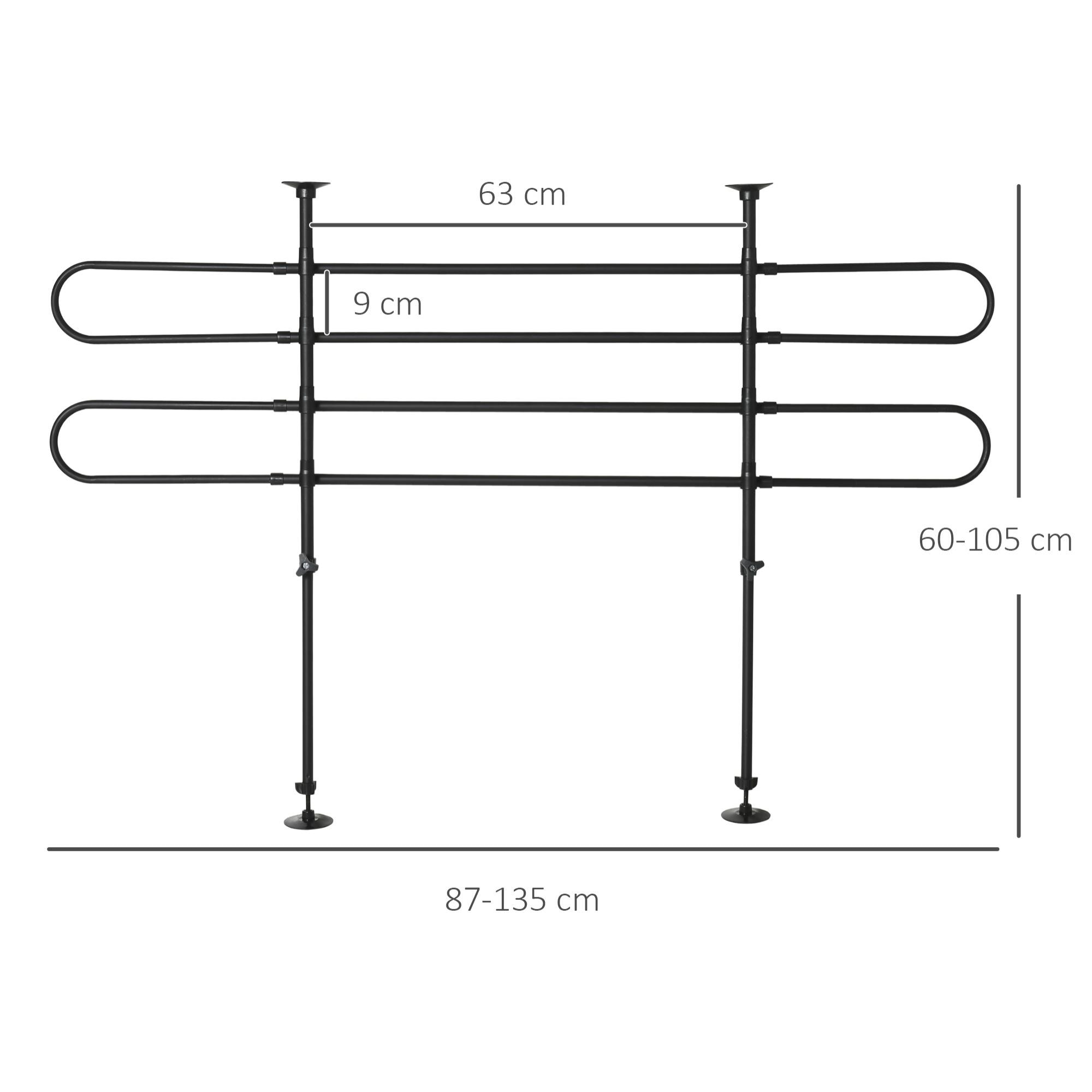 Separador de Coche para Perros Ajustable en Ancho y Altura Acero 87-135x60-105cm