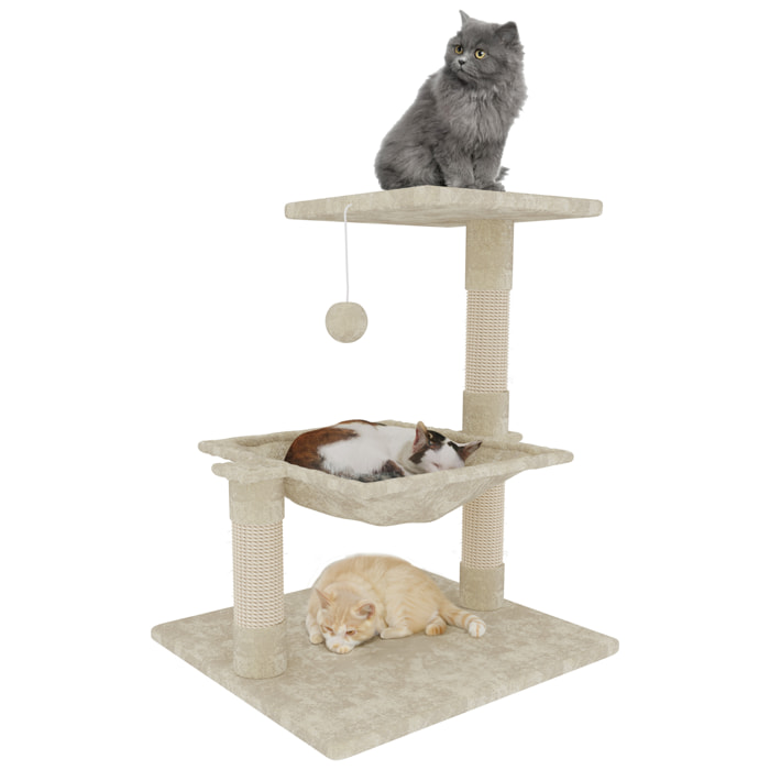 Albero Per Gatto con Graffiatoio Cuccia Giocattolo Gatti Parco Giochi Tiragraffi in Sisal Naturale 70 x 50 x 36 Cm