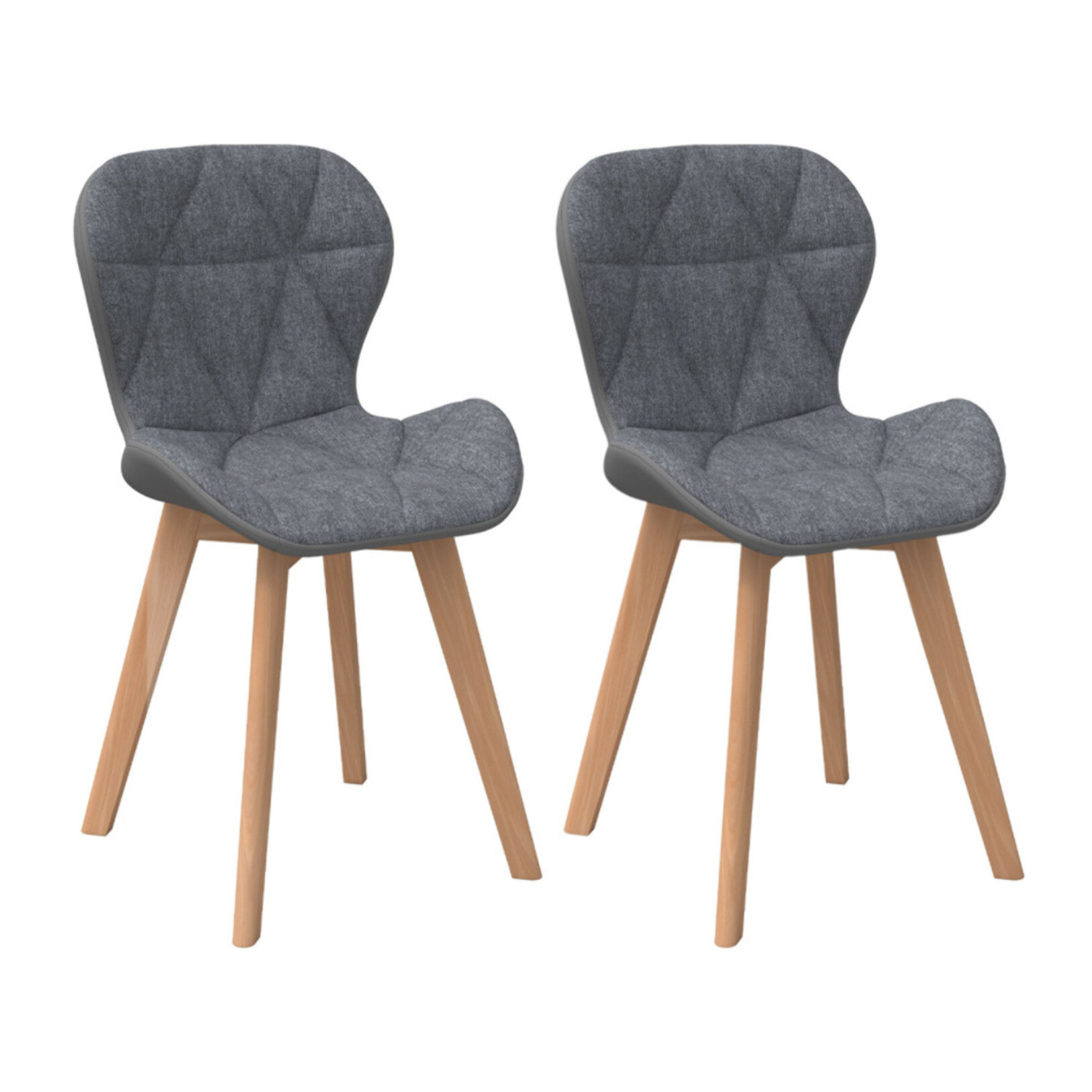 Chaises Gladys en tissu et pieds bois - Gris