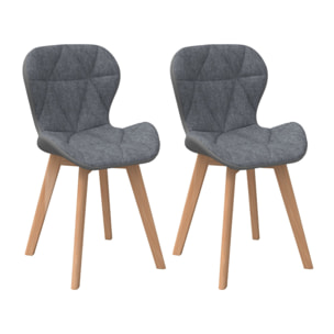Chaises Gladys en tissu et pieds bois - Gris