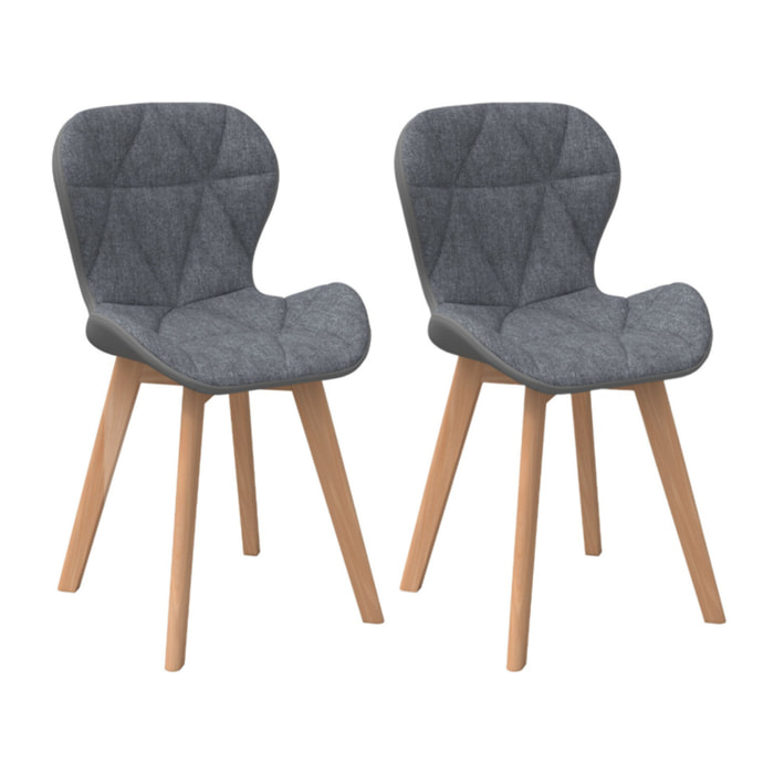Chaises Gladys en tissu et pieds bois - Gris