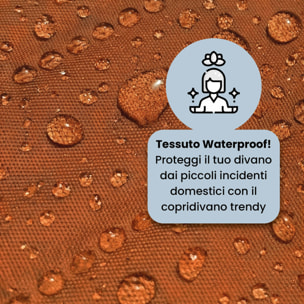 COPRIDIVANO TRENDY, Waterproof, Microfibra, No Stiro, Doubleface - ARANCIONE/GIALLO