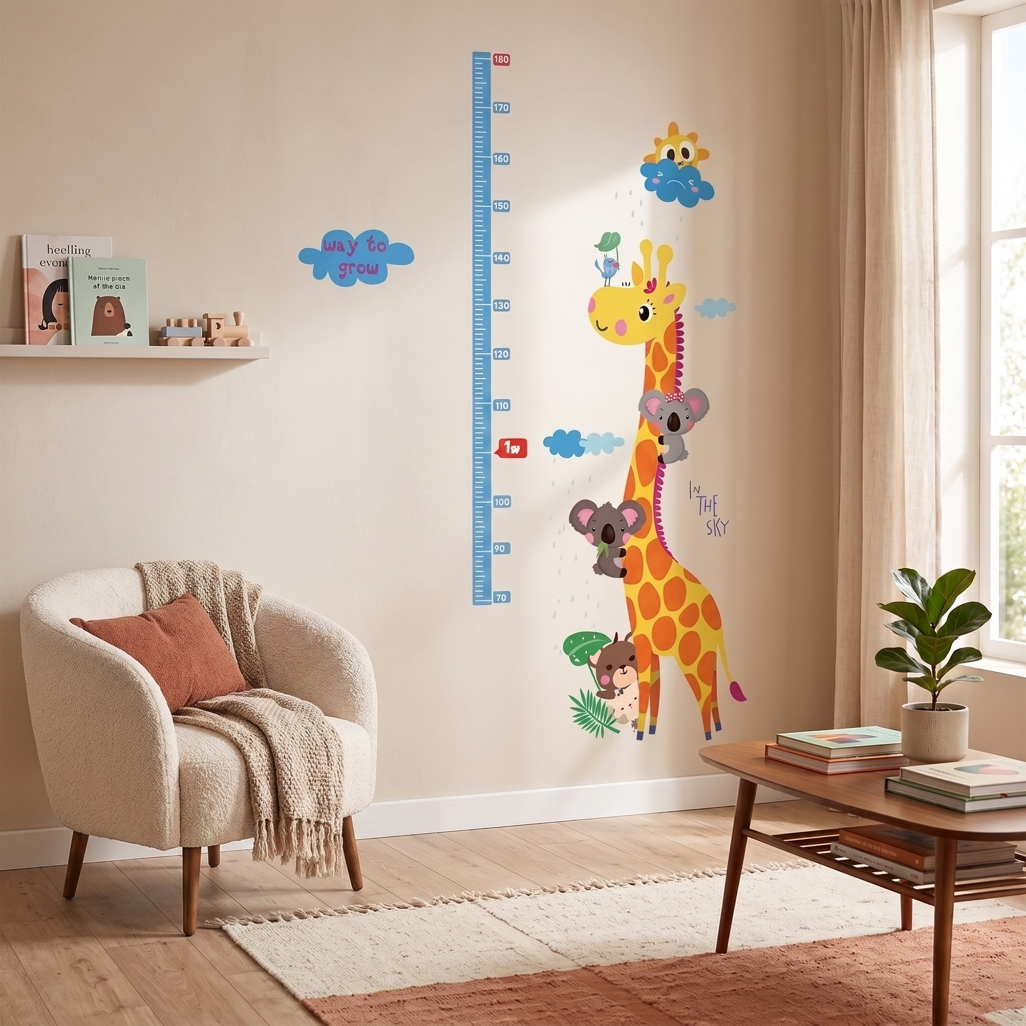 Stickers Muraux décoration adhésifs toise girafe et koalas
