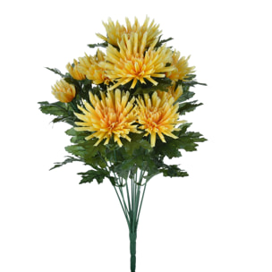 Crisantemo Fuji Spider Con 12 Fiori. Altezza 52 Cm - Pezzi 2 - 23X52X23cm - Colore: Giallo - Bianchi Dino - Fiori Artificiali