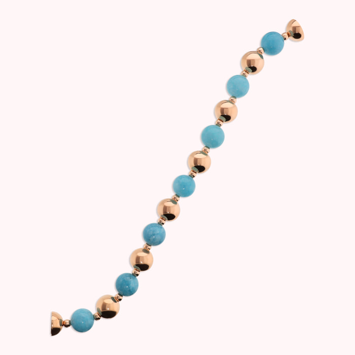 Bracciale con Bead Lucide e Pietre Naturali di Giada Blu