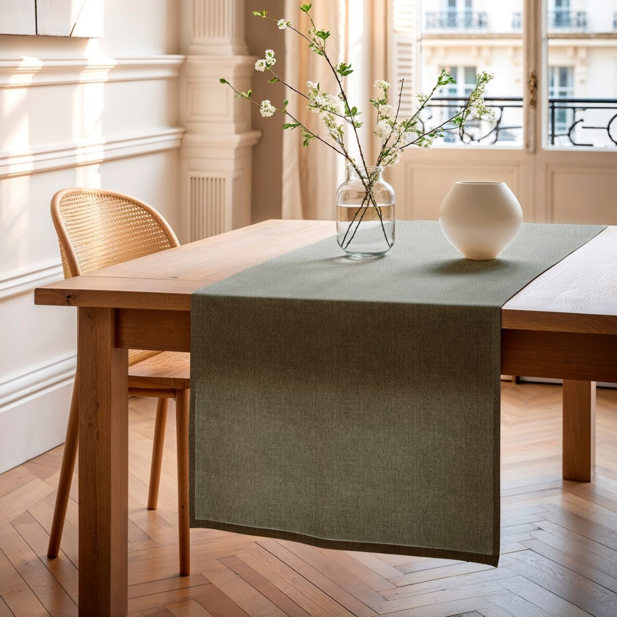 Chemin de table INDRA VERT MOUSSE