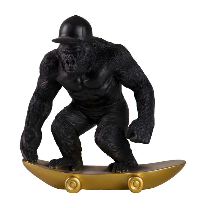 Figura Kingkong Skate Resina Negra 21x15x21 Cm