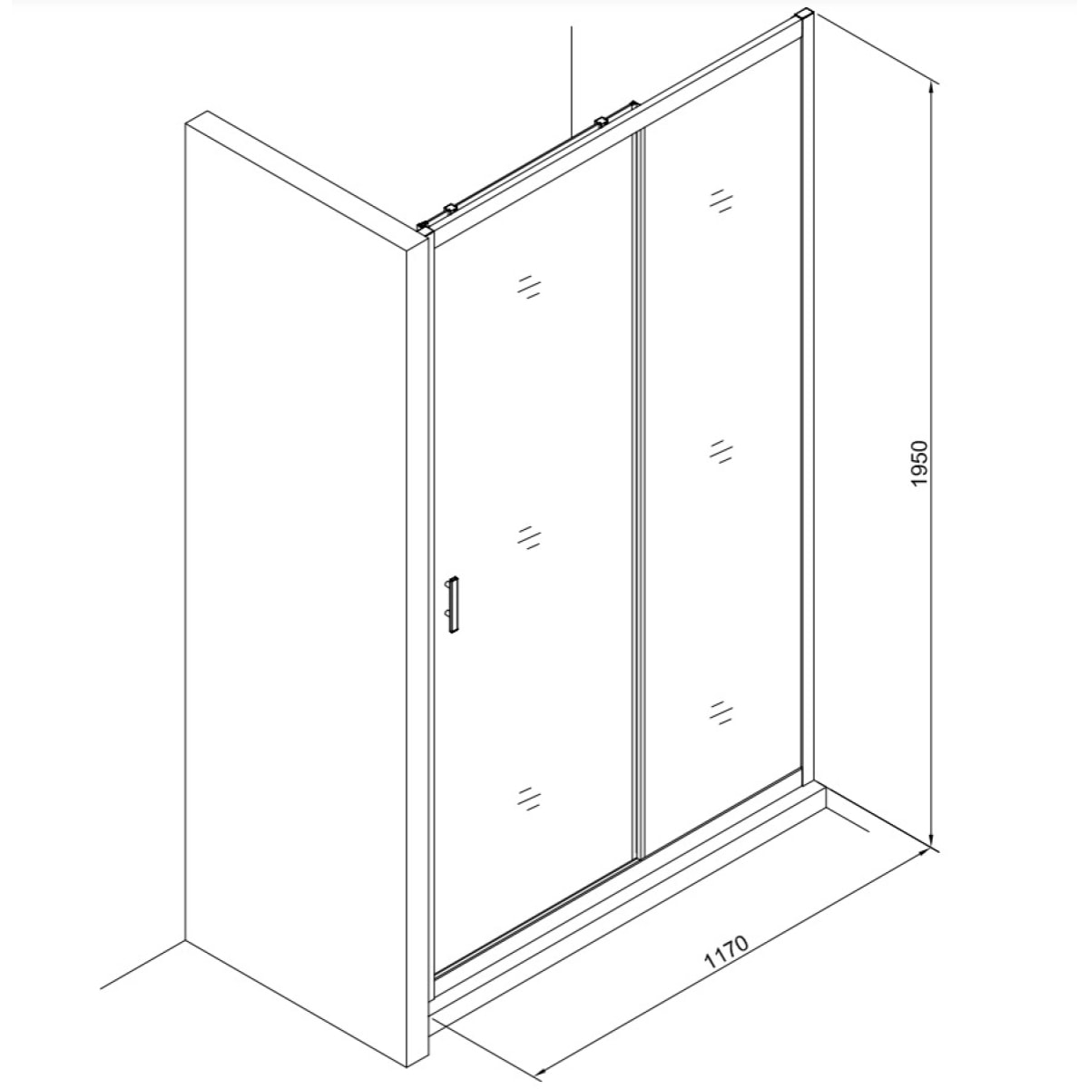 Tex Set complet Porte de douche coulissante verre transparent Easy Clean, glissières silencieuses 120x195cm