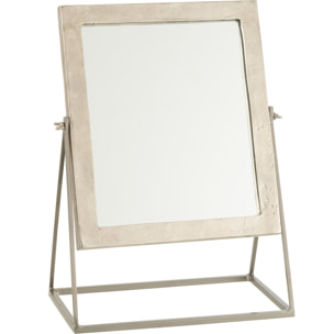 J-Line miroir Carré sur pied - métal - argenté - 34 x 20 cm