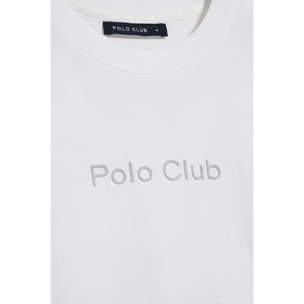 Maglietta bianca a maniche corte e a girocollo con logotipo Polo Club