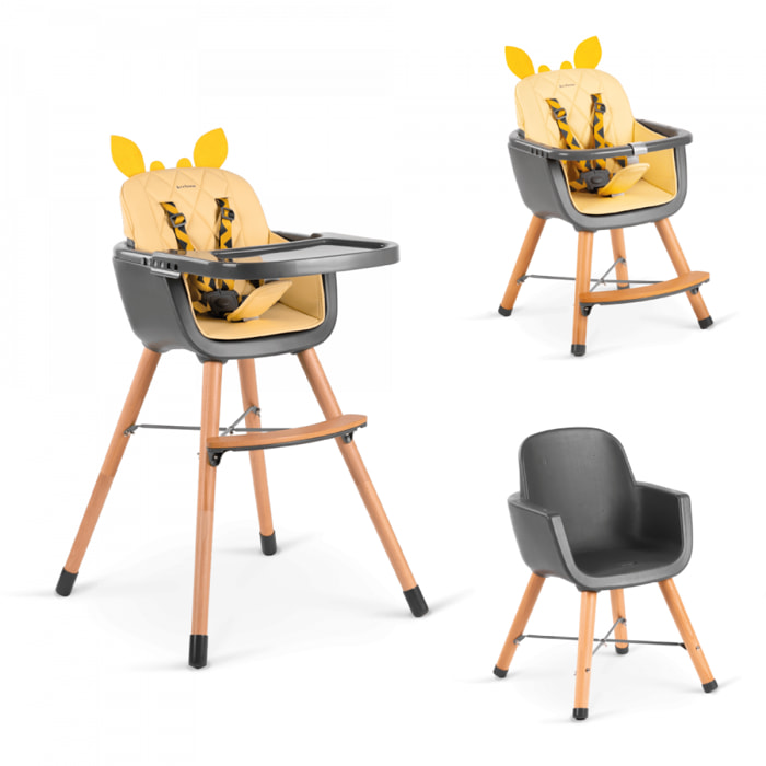 Trona convertible Giraffe throne en silla 4 en 1 para bebes y niños, altura ajustable, +6 meses