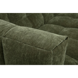 Canapé d'angle gauche design 3 places en tissu effet velours vert kaki CORTO