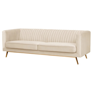 Canapé 3 places en velours beige - Gatsby
