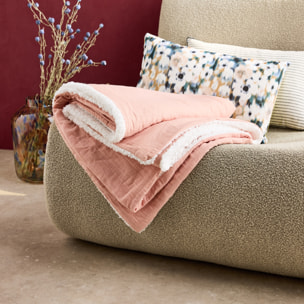Plaid sherpa et gaze de coton 130 x 170cm ALIX