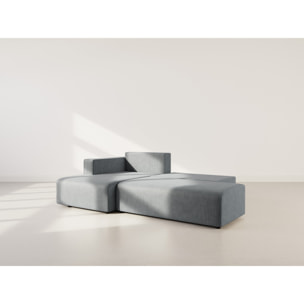 Topaze - canapé d'angle gauche 4 places convertible avec coffre en velours côtelé - Gris foncé