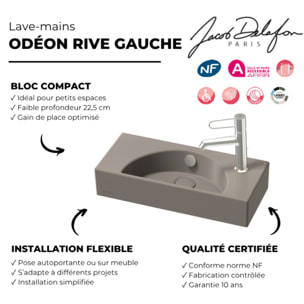 Lave-mains compact 50 cm Odéon Rive Gauche 1 trou de robinetterie à droite Brun sepia satiné