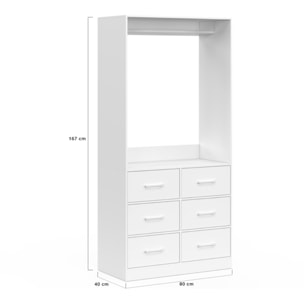 Dressing Uma blanc 6 tiroirs