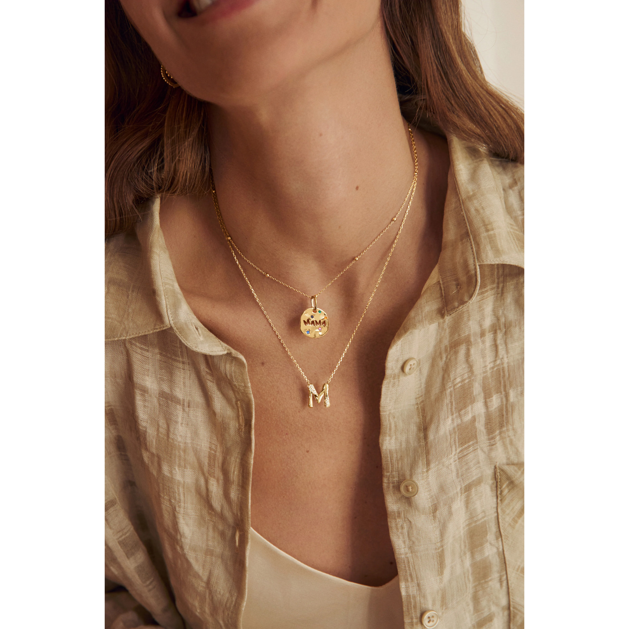 Collar Personalizado Letter Brillante Baño Oro