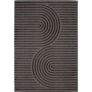 SANTORINI - Tapis d'intérieur/extérieur à motifs en relief géométrique - Noir