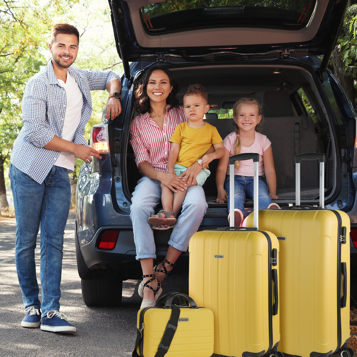 Juego De Maletas Rígidas Abs Itaca Havel Amarillo