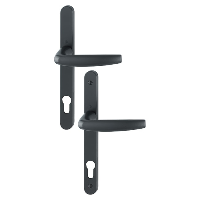 Ensemble de porte-fenêtre plaque étroite Atlanta 1530/300LMSGL HOPPE Noir mat Clé i Entr.92 - ép.58-67 - 3303795