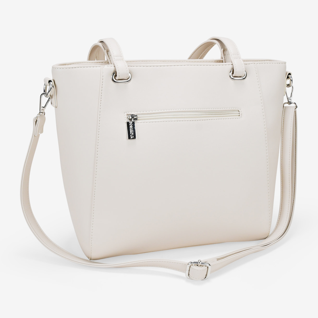 Bolso shopper beige para portátil con tachas