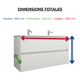 Pack meuble de salle de bain double vasque 120 cm blanc mat BURGBAD Joline + colonne