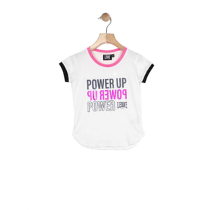 T-shirt a maniche corte con bordi in contrasto da bambina Power Up