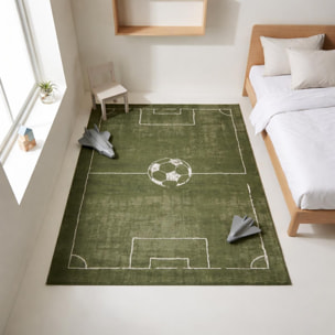 Tapis enfant motif terrain de football, ludique et sportif