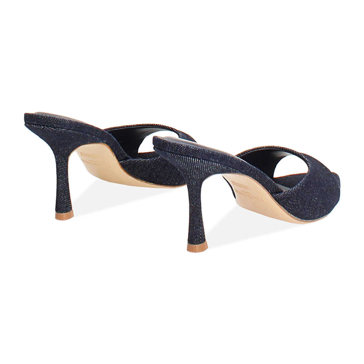 Mules open toe jeans tacco 8,5 cm
