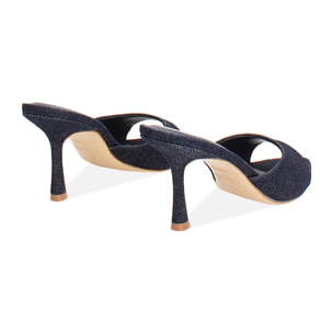 Mules open toe jeans tacco 8,5 cm