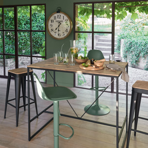 Tabouret de bar "Joris" noir - métal & bois